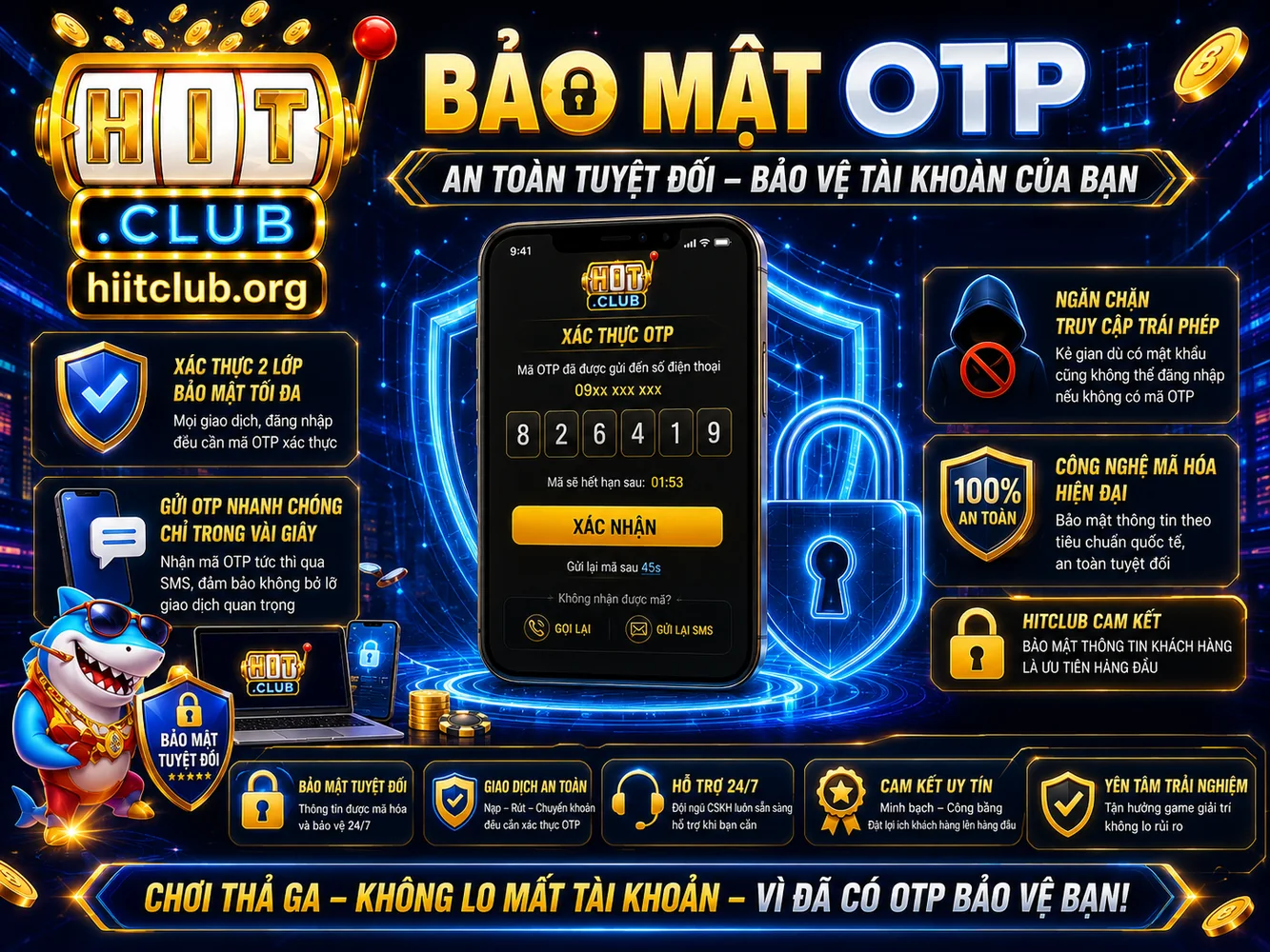 Bảo mật OTP sau khi đăng ký HitClub